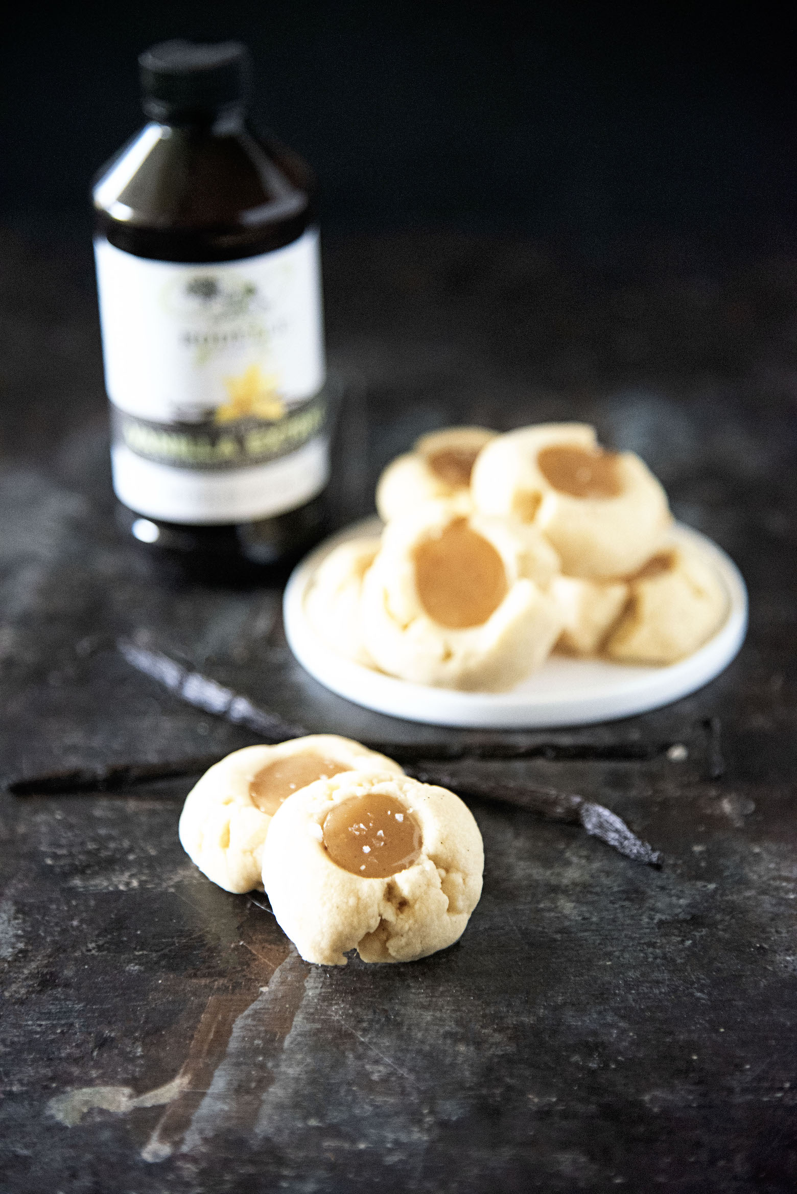 Vanilla Bean Caramel Thumbprint Cookies