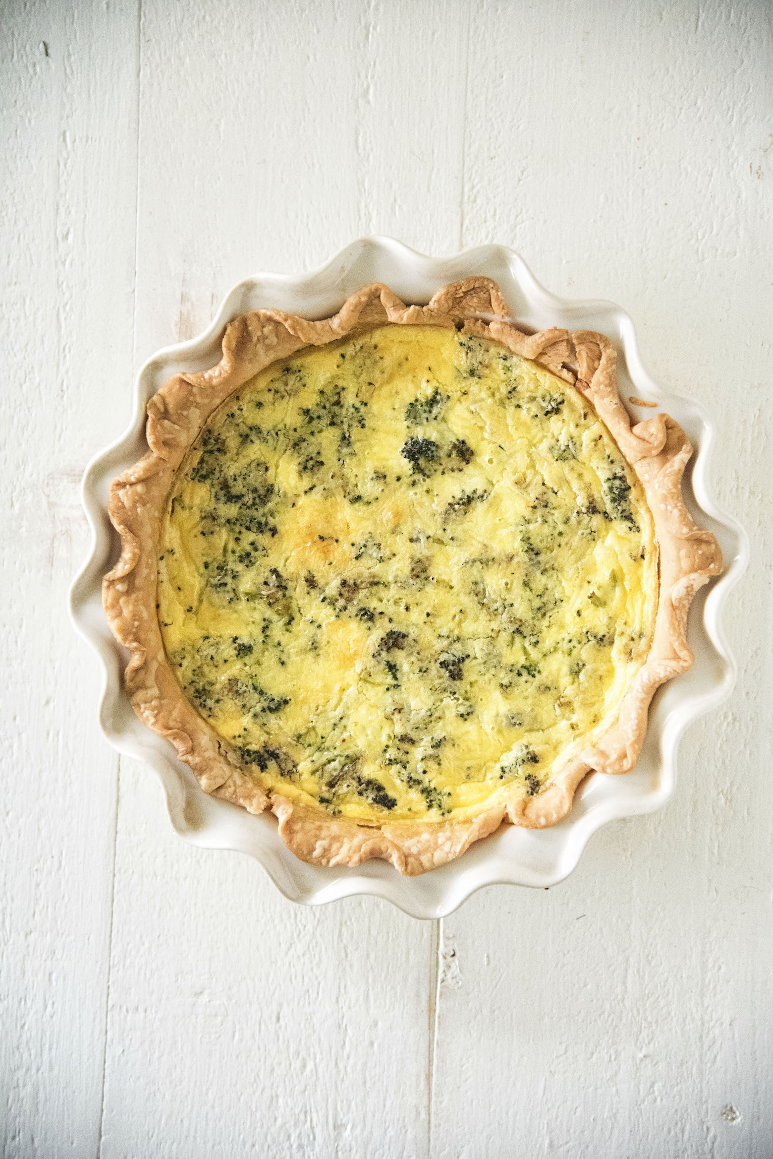 Vegetarian Roasted Broccoli Cheddar Quiche