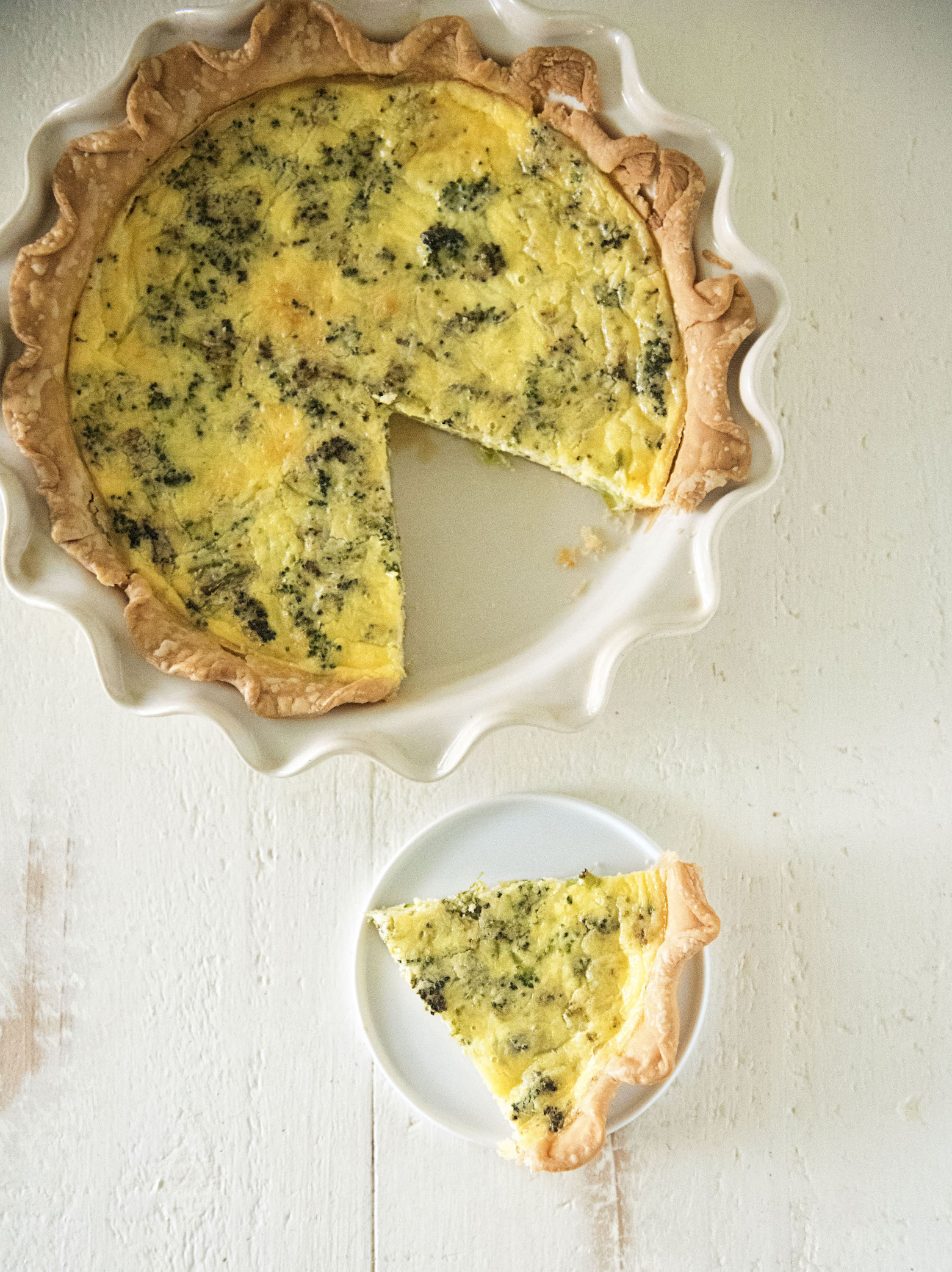 Vegetarian Roasted Broccoli Cheddar Quiche