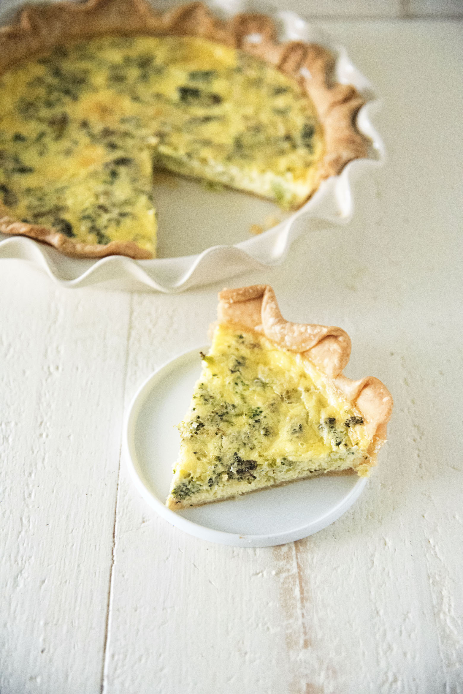 Vegetarian Roasted Broccoli Cheddar Quiche