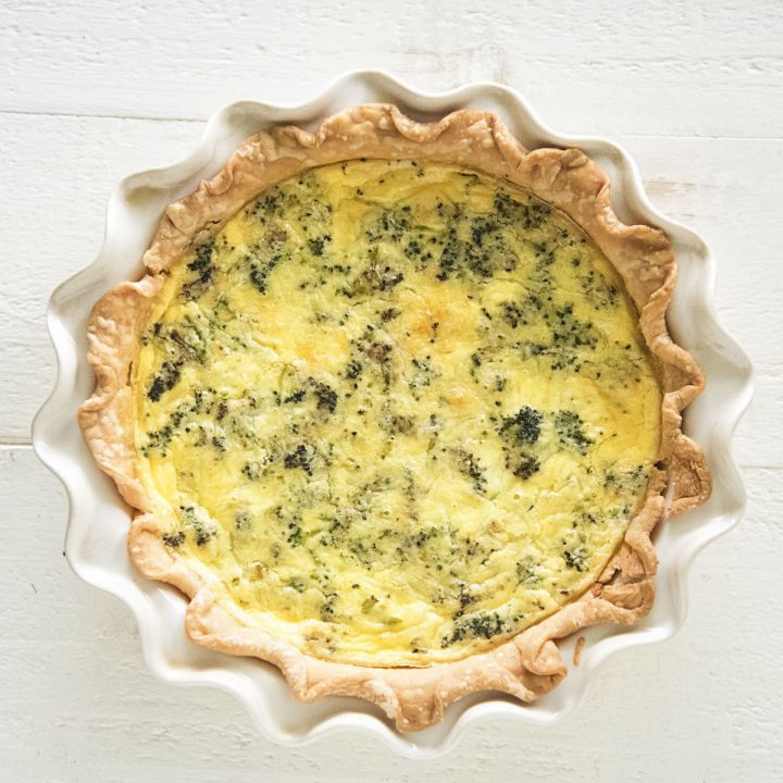 Vegetarian Roasted Broccoli Cheddar Quiche