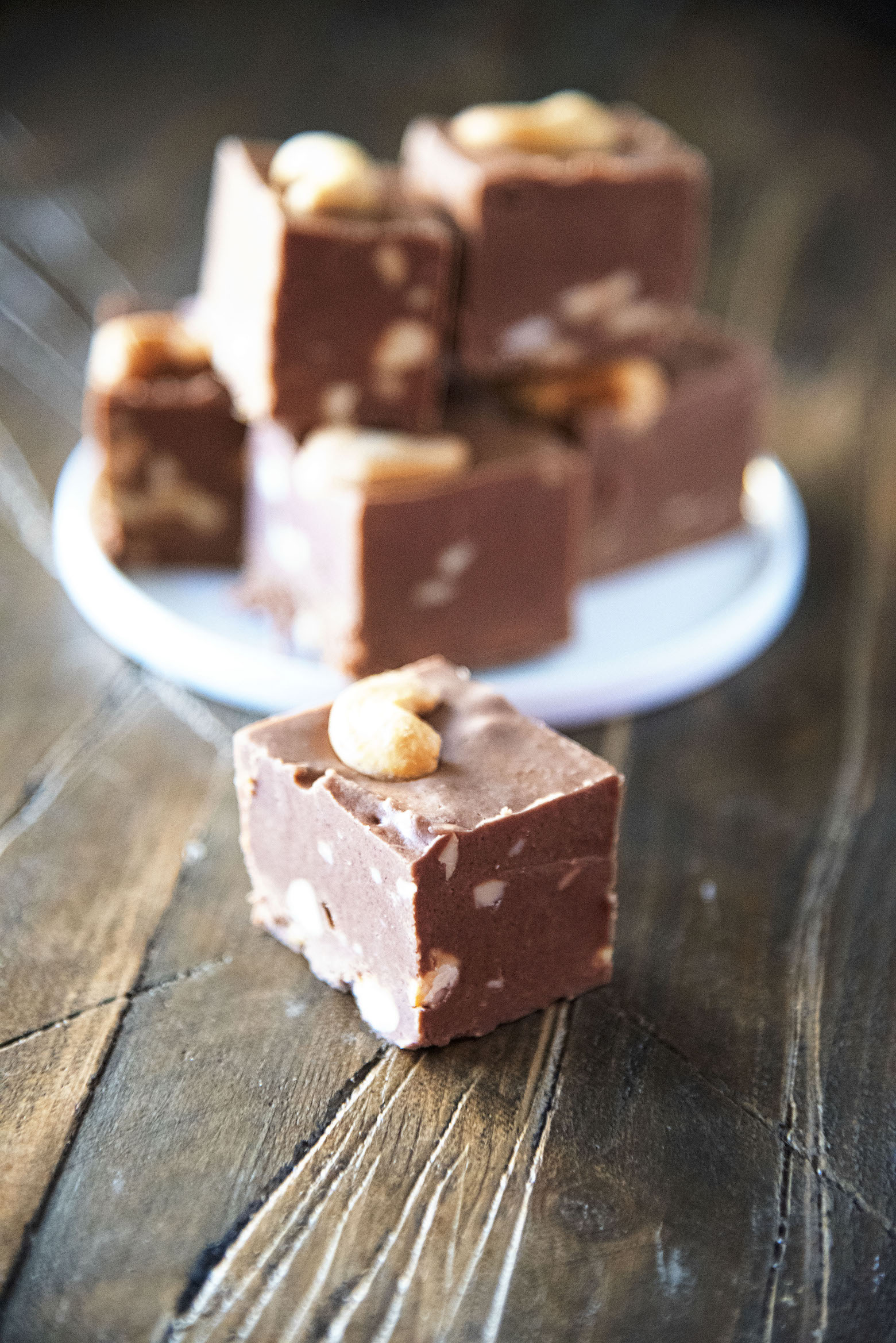 Chocolate Butterscotch Salted Cashew Fudge