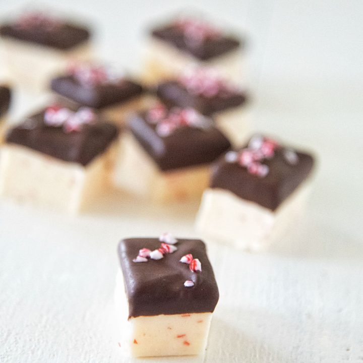 Chocolate Dipped Candy Cane Fudge 