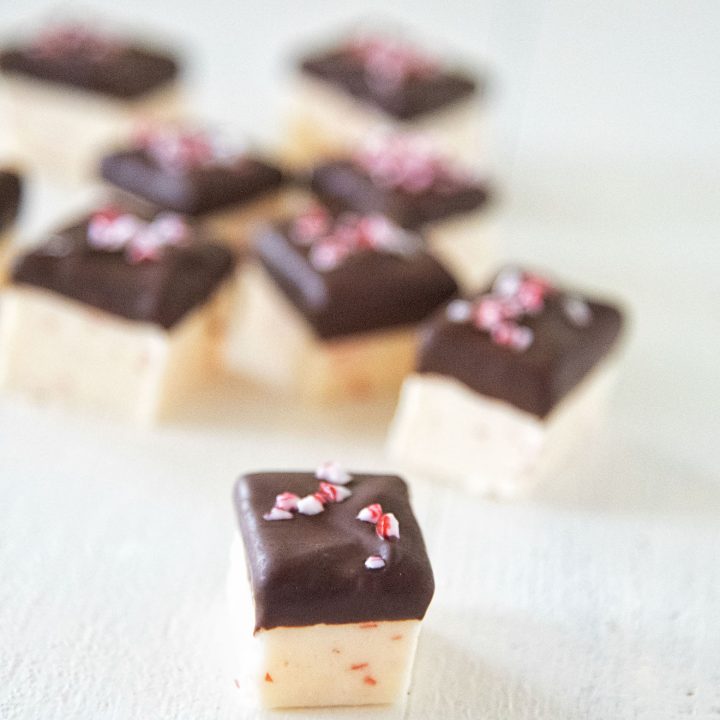 Chocolate Dipped Candy Cane Fudge