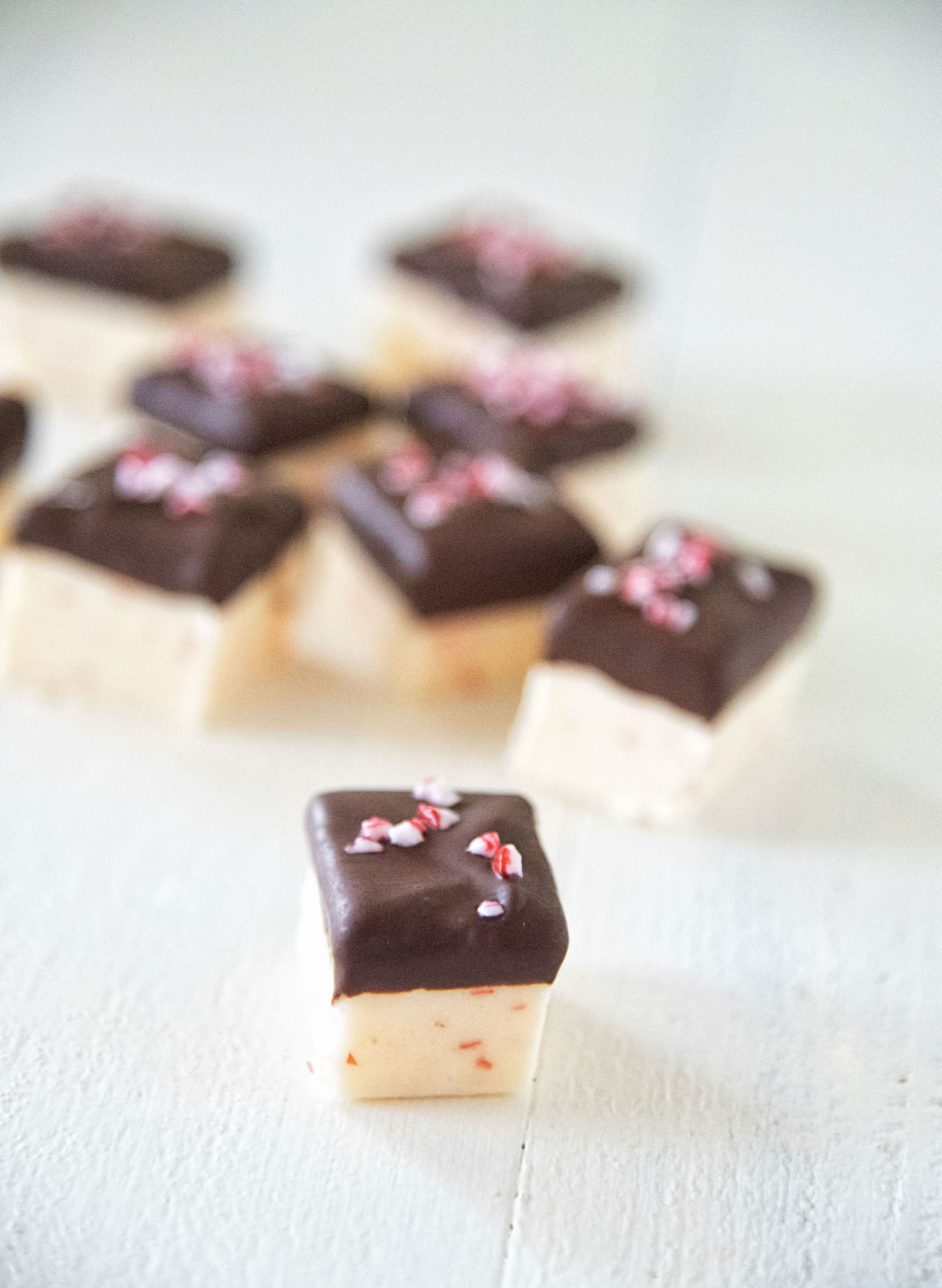Chocolate Dipped Candy Cane Fudge