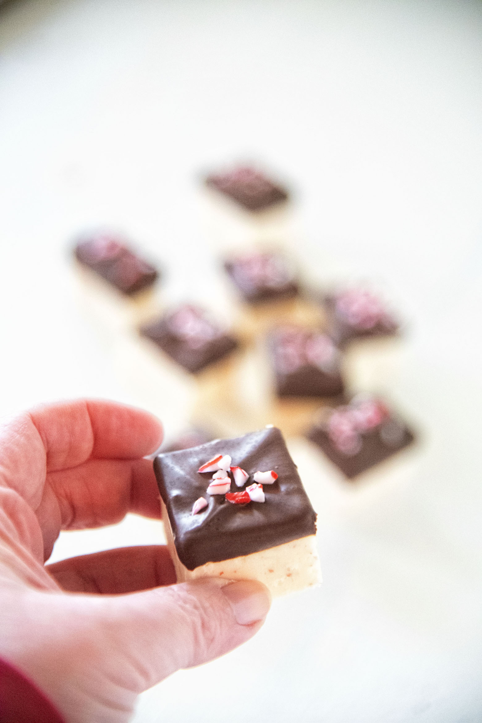 Chocolate Dipped Candy Cane Fudge 