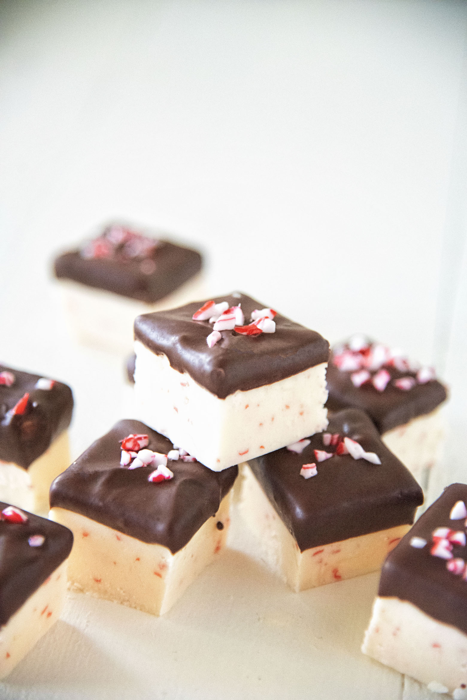 Chocolate Dipped Candy Cane Fudge