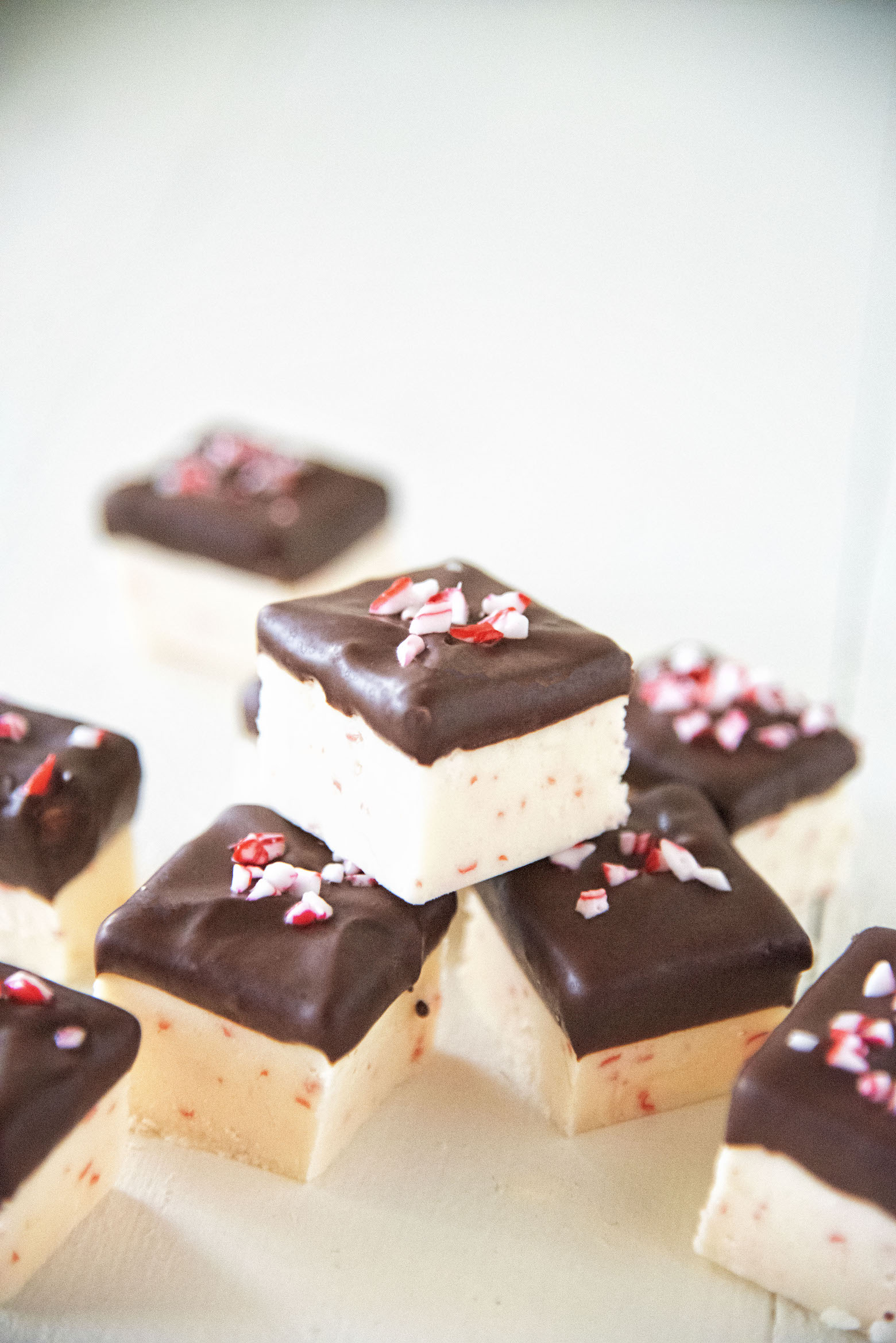 Chocolate Dipped Candy Cane Fudge 