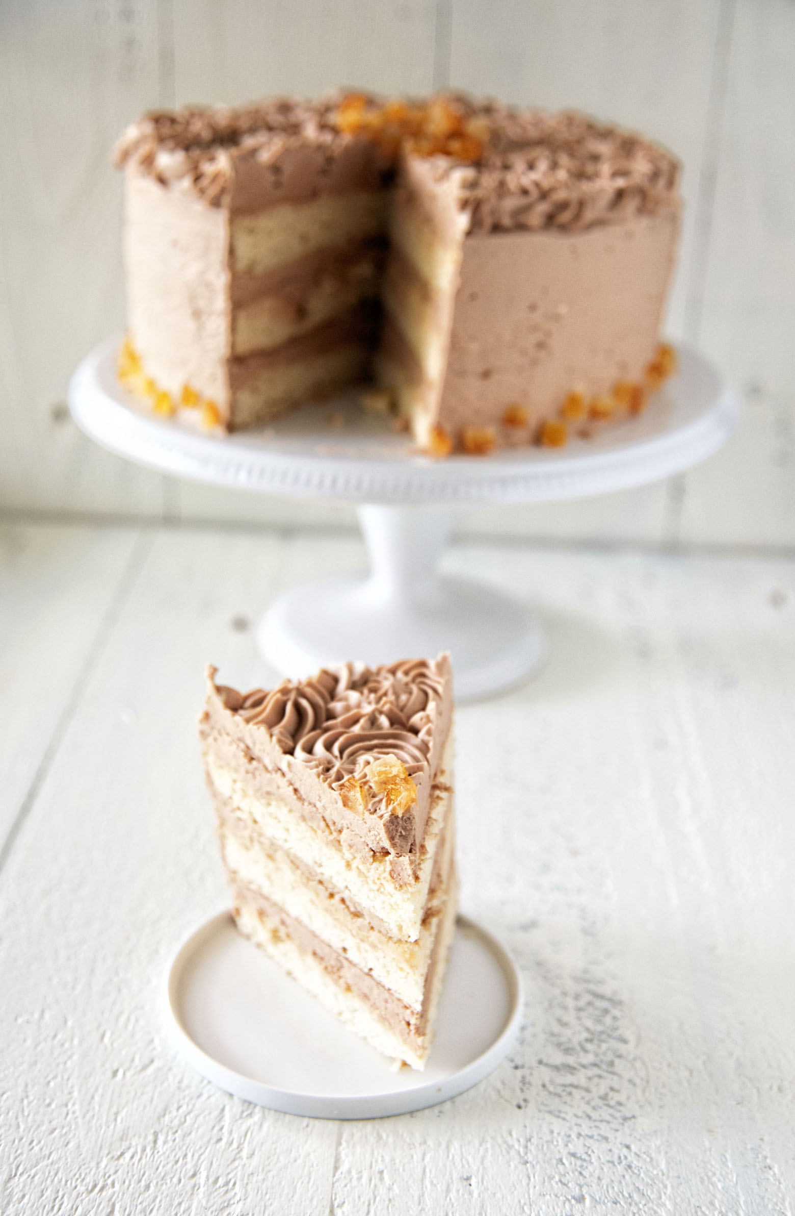 Chocolate Orange Frosted Vanilla Malted Cake