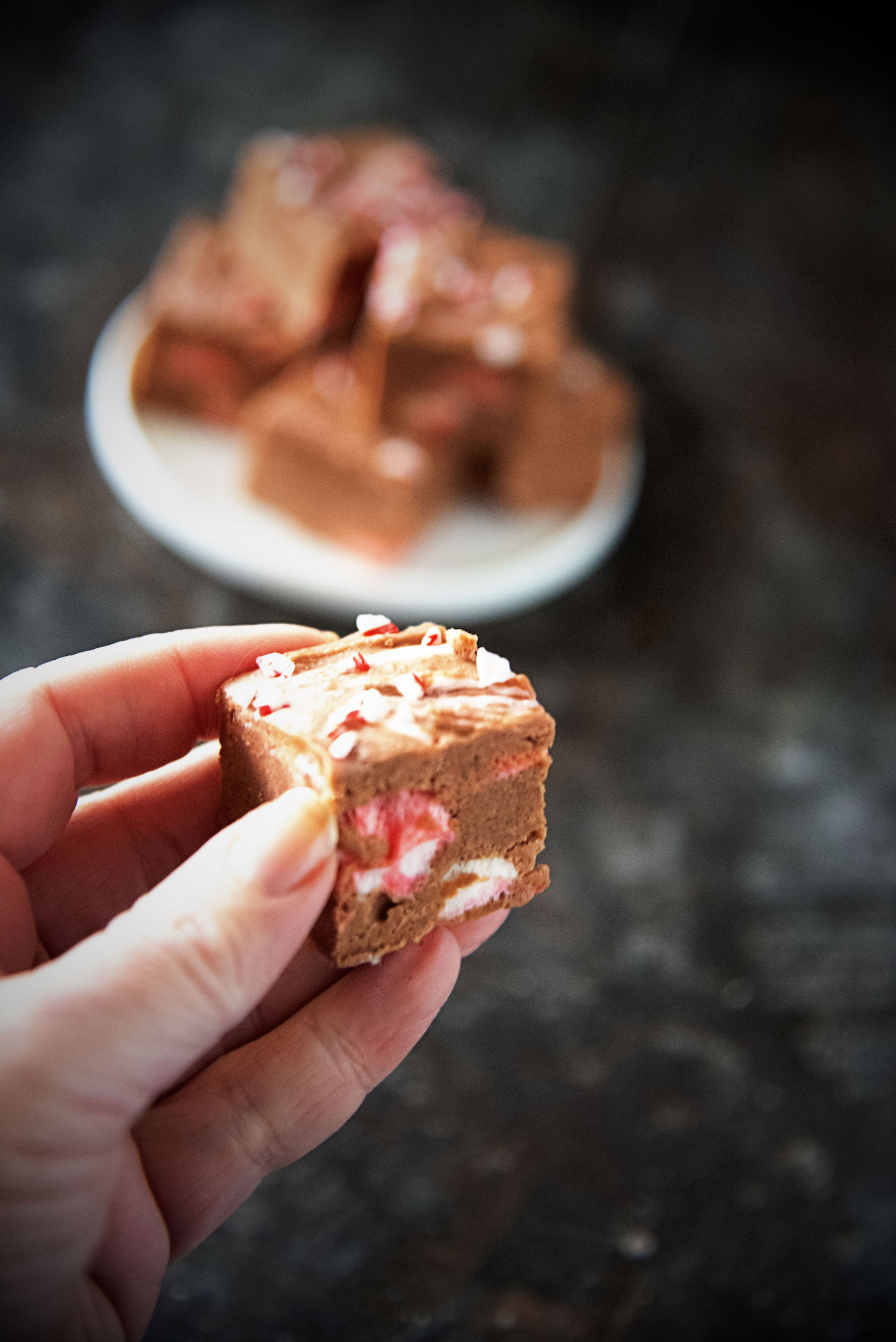 Spiked Peppermint Marshmallow Chocolate Fudge