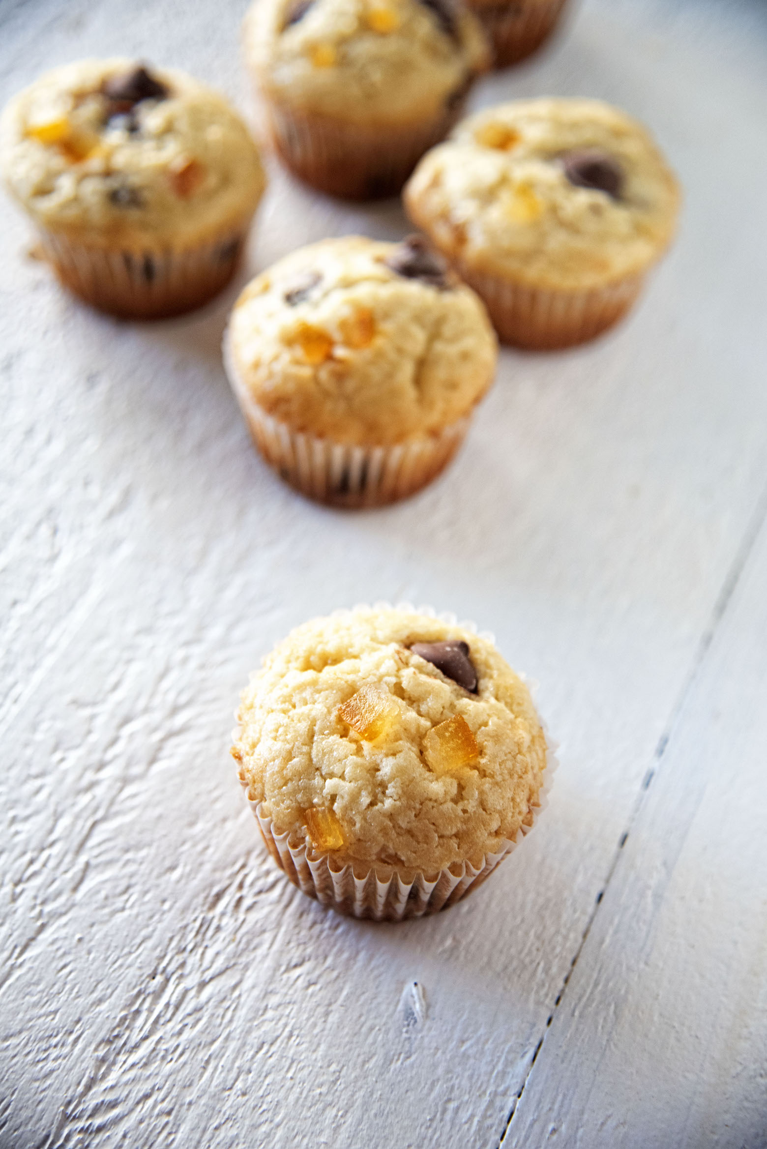 Chocolate Candied Orange Peel Sour Cream Muffins