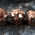 Chocolate Glazed Rocky Road Cupcakes