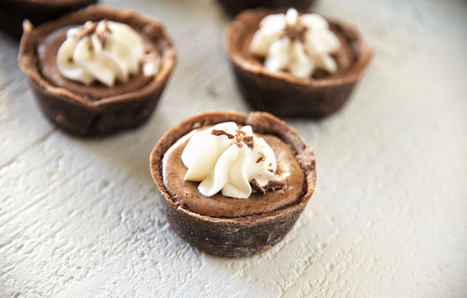 close up of three tarts