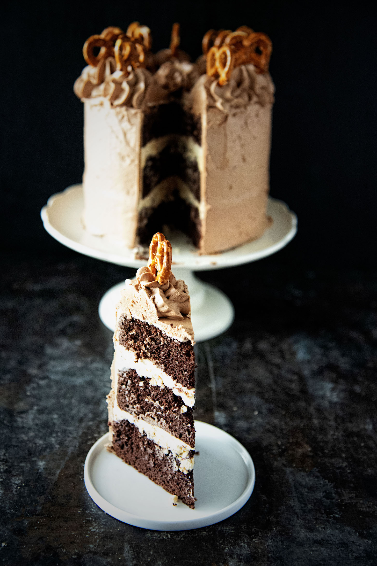 Chocolate Peanut Butter Stout Layer Cake