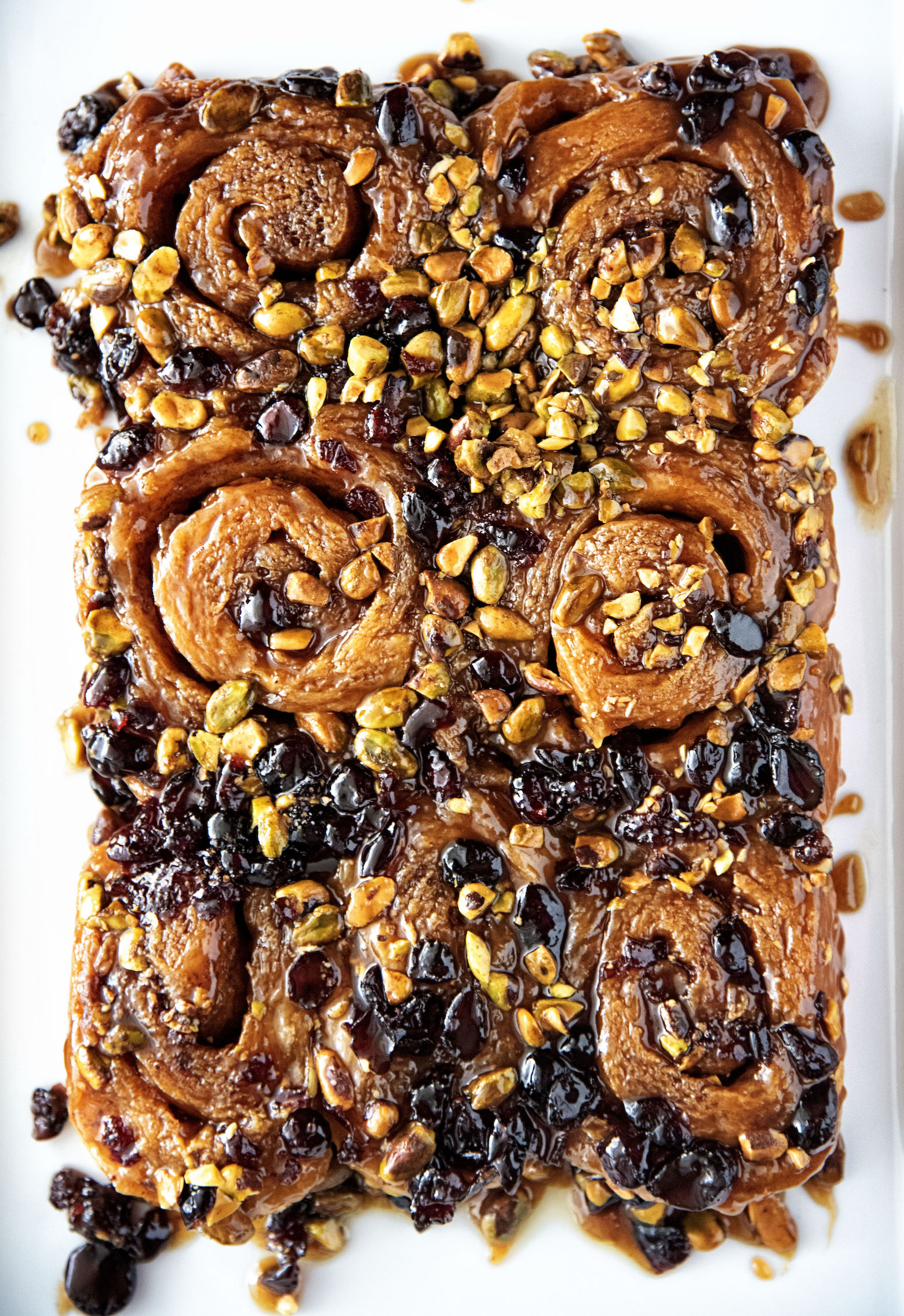 Orange Blossom Honey Pistachio Cranberry Sticky Buns 