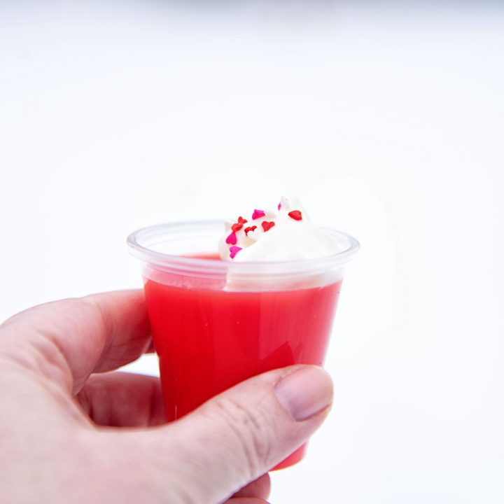 Strawberry Malted Milk Jell-O Shots