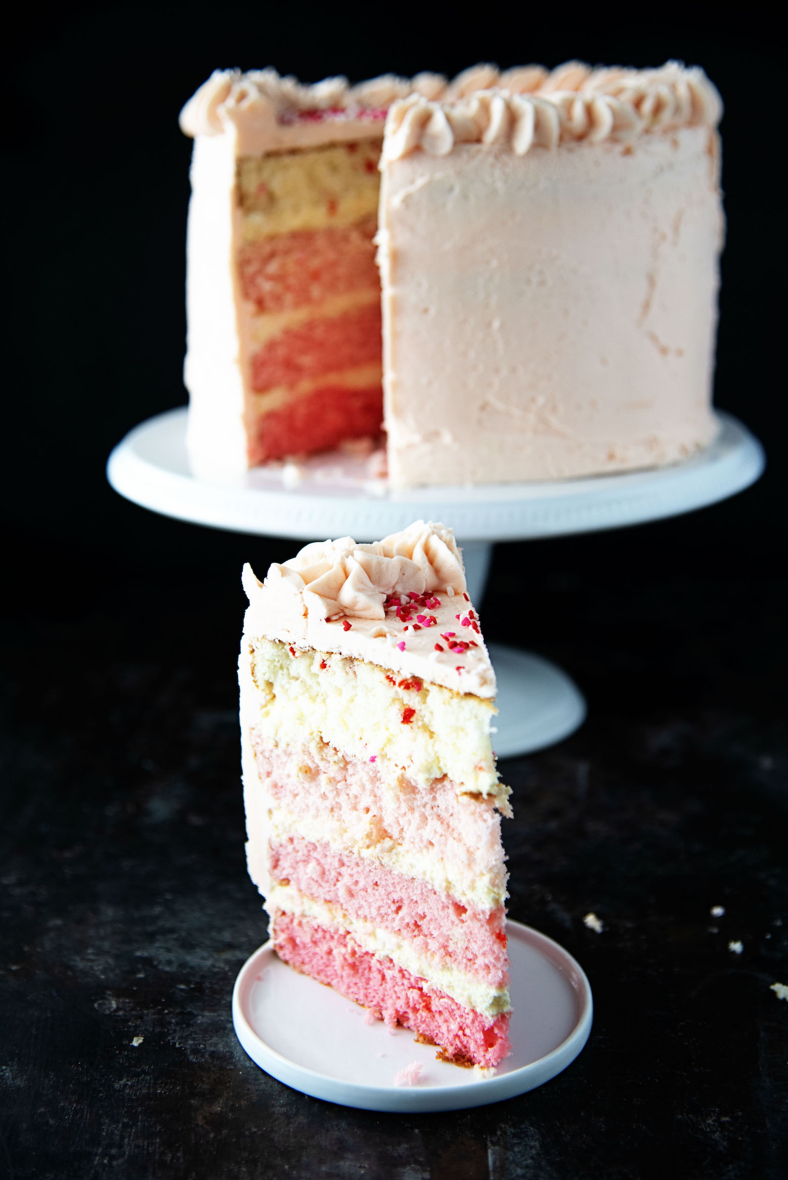 Vanilla Cheesecake Funfetti Pink Ombre Layer Cake