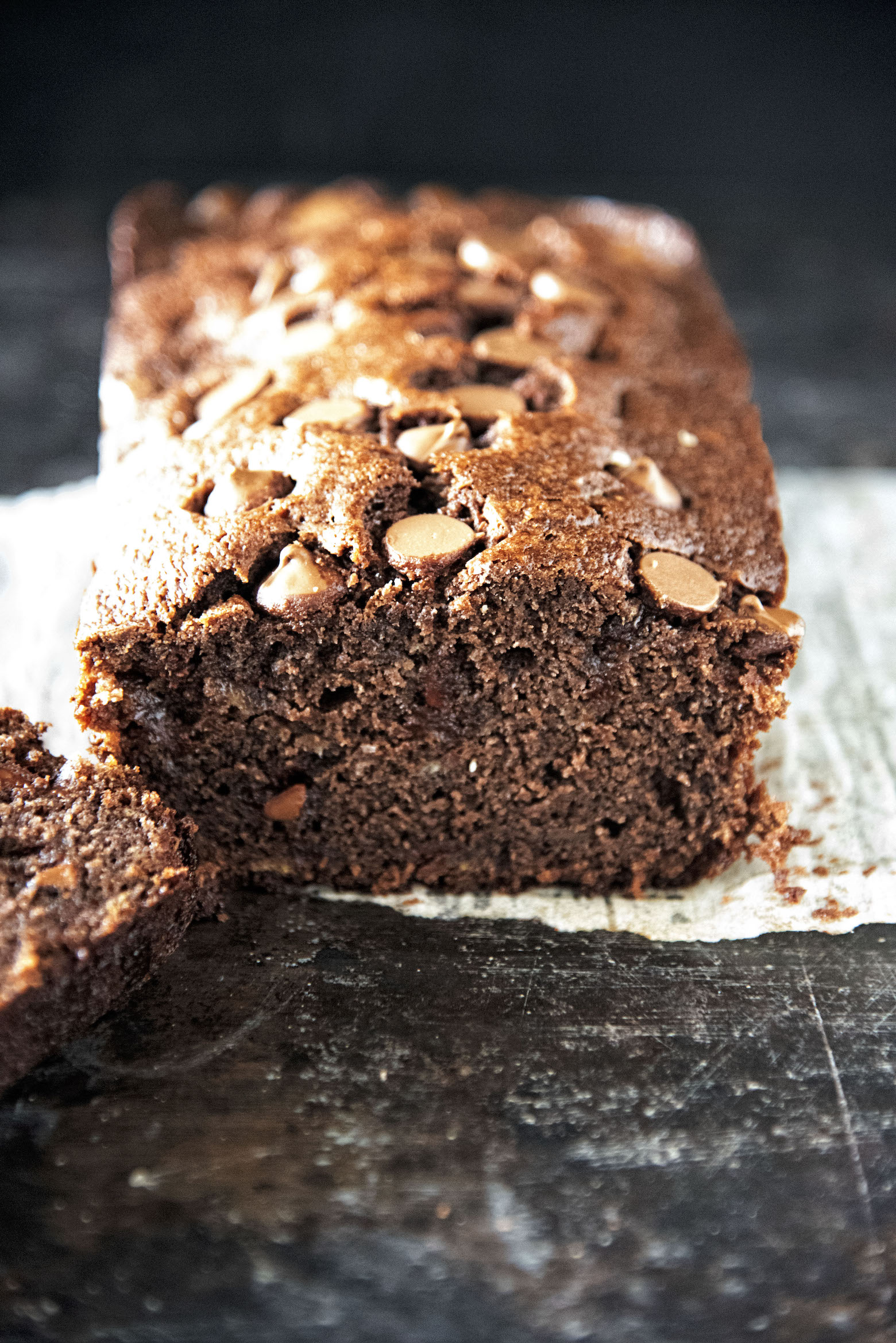 Chocolate Chocolate Chip Sourdough Banana Bread