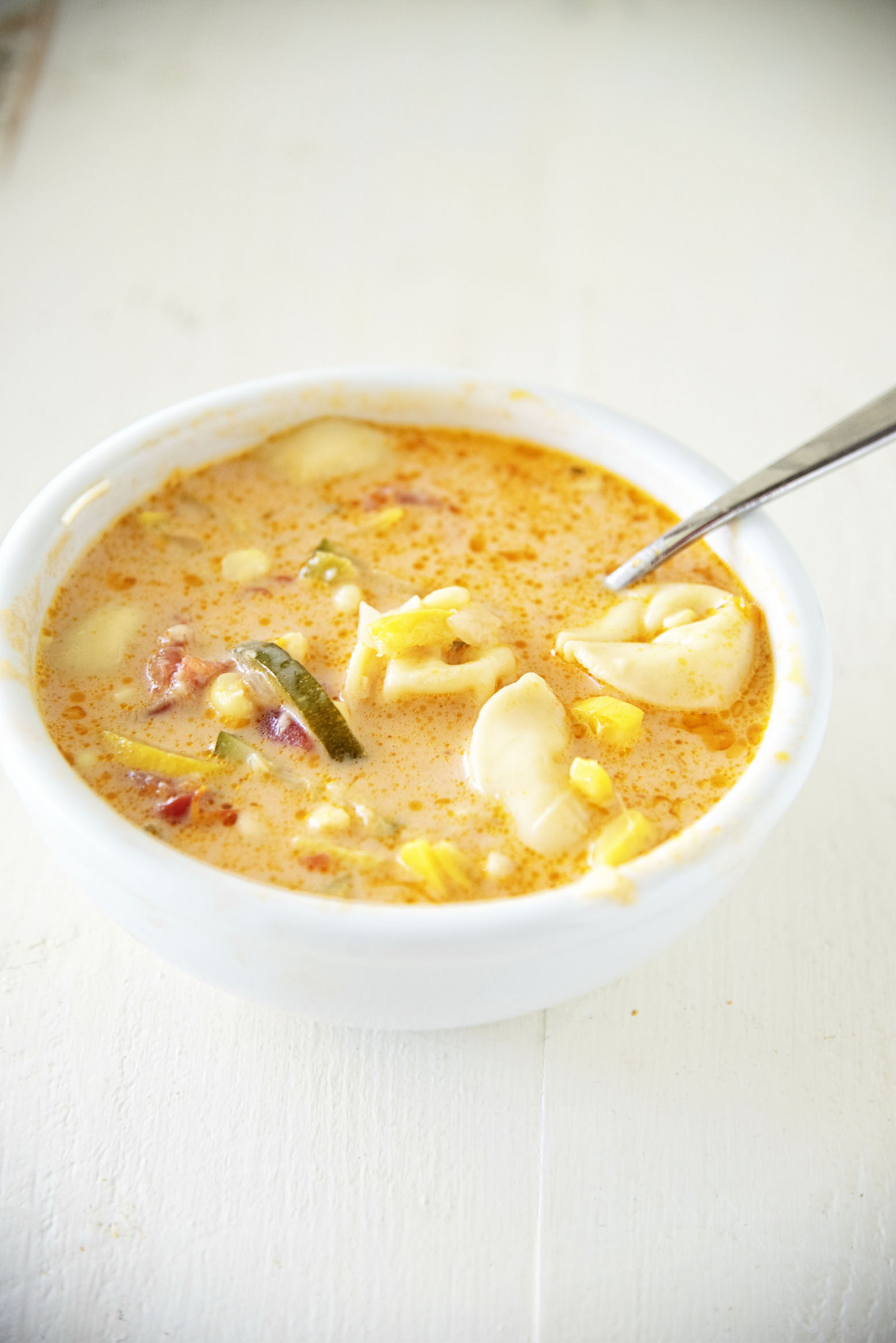 Cheese Tortellini Zucchini Corn Soup 