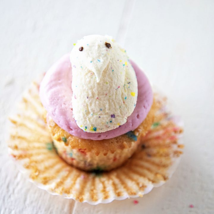 Confetti Vanilla Marshmallow Peep Cupcakes