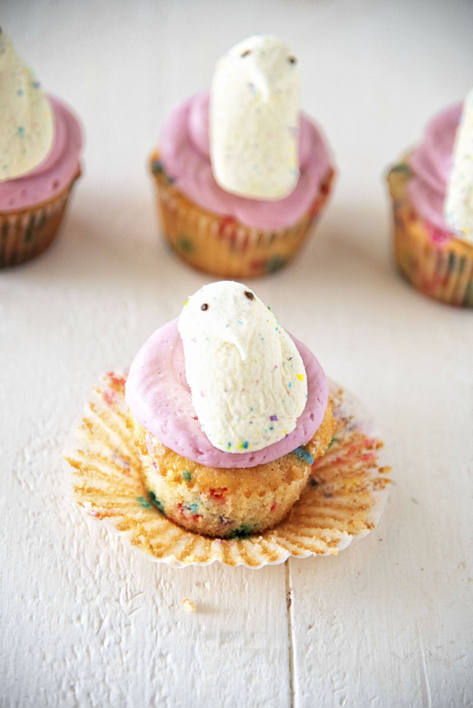 Confetti Vanilla Marshmallow Peep Cupcakes