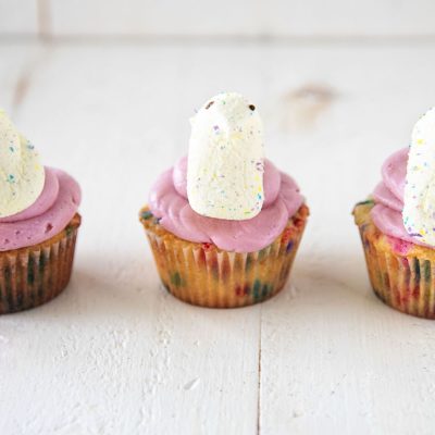 Confetti Vanilla Marshmallow Peep Cupcakes