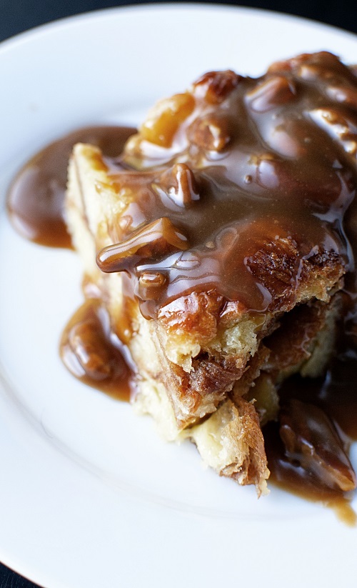 Croissant Bread Pudding with Pecan Toffee Sauce