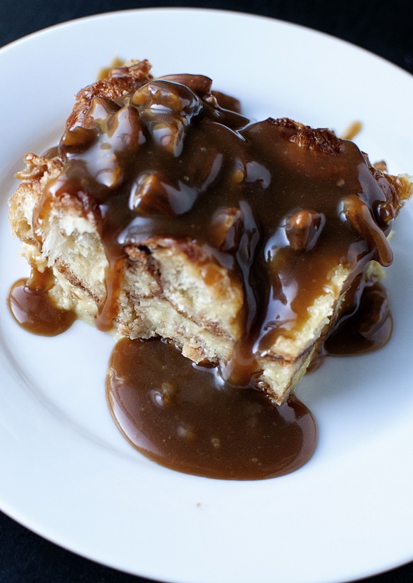 Croissant Bread Pudding with Pecan Toffee Sauce