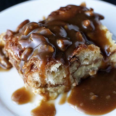 Croissant Bread Pudding with Pecan Toffee Sauce