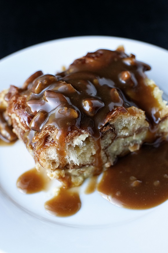 Croissant Bread Pudding with Pecan Toffee Sauce