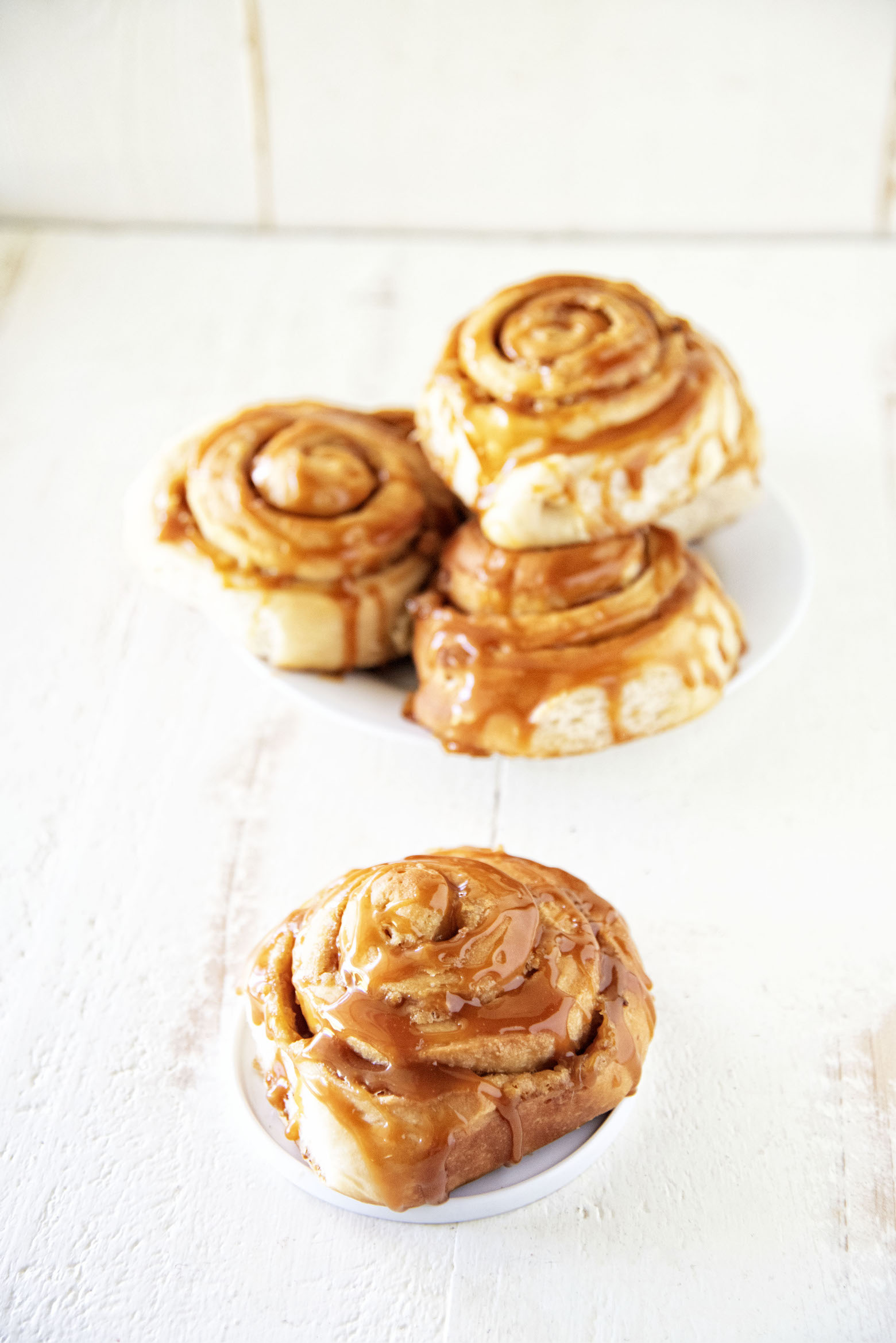 Bourbon Brown Sugar Caramel Peach Sweet Rolls