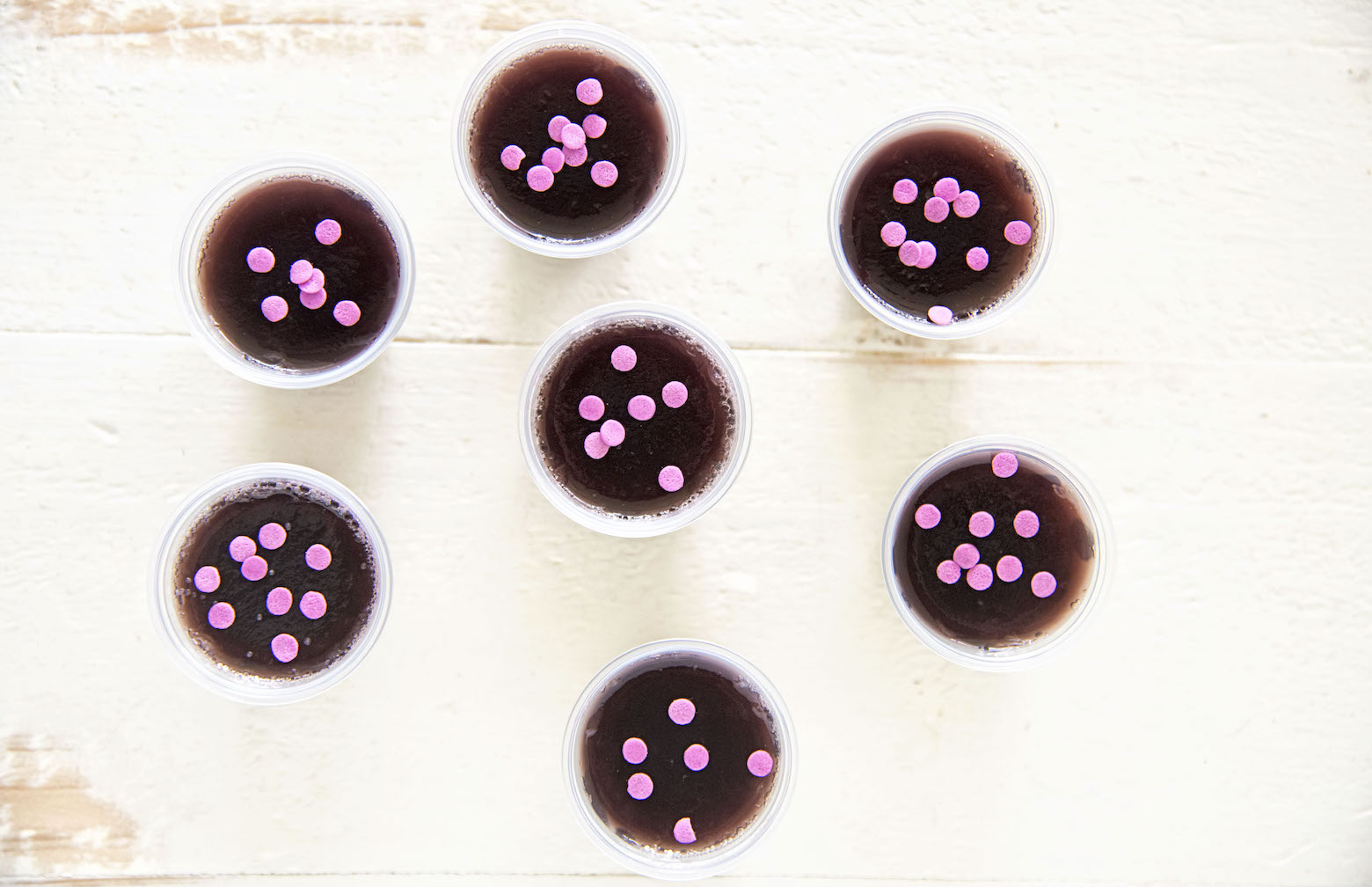 Overhead shot of Grape Limeade Vodka Jell-O Shots 