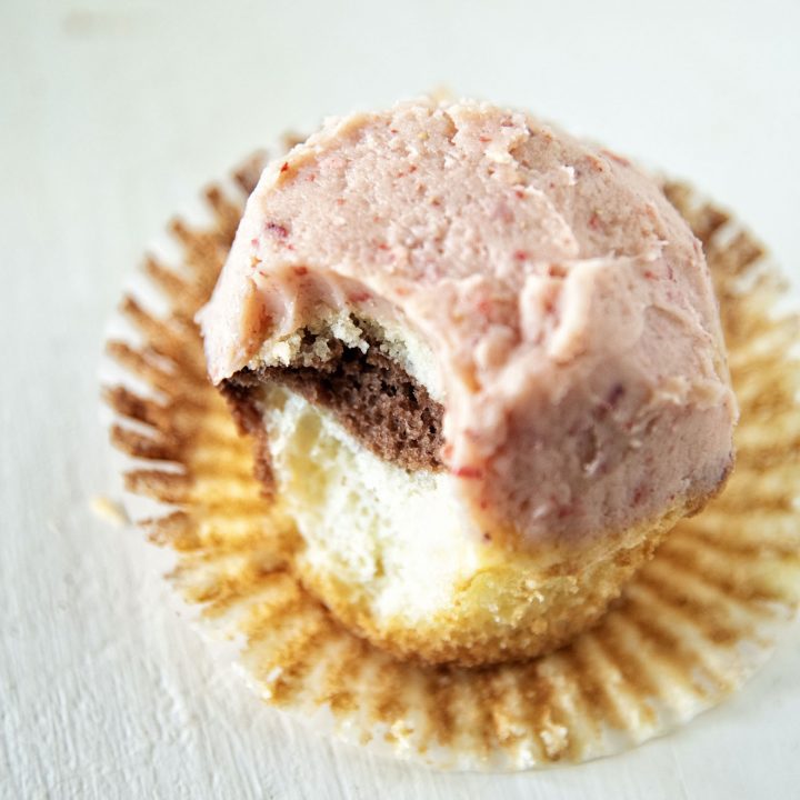 Strawberry Buttercream Neapolitan Cupcakes