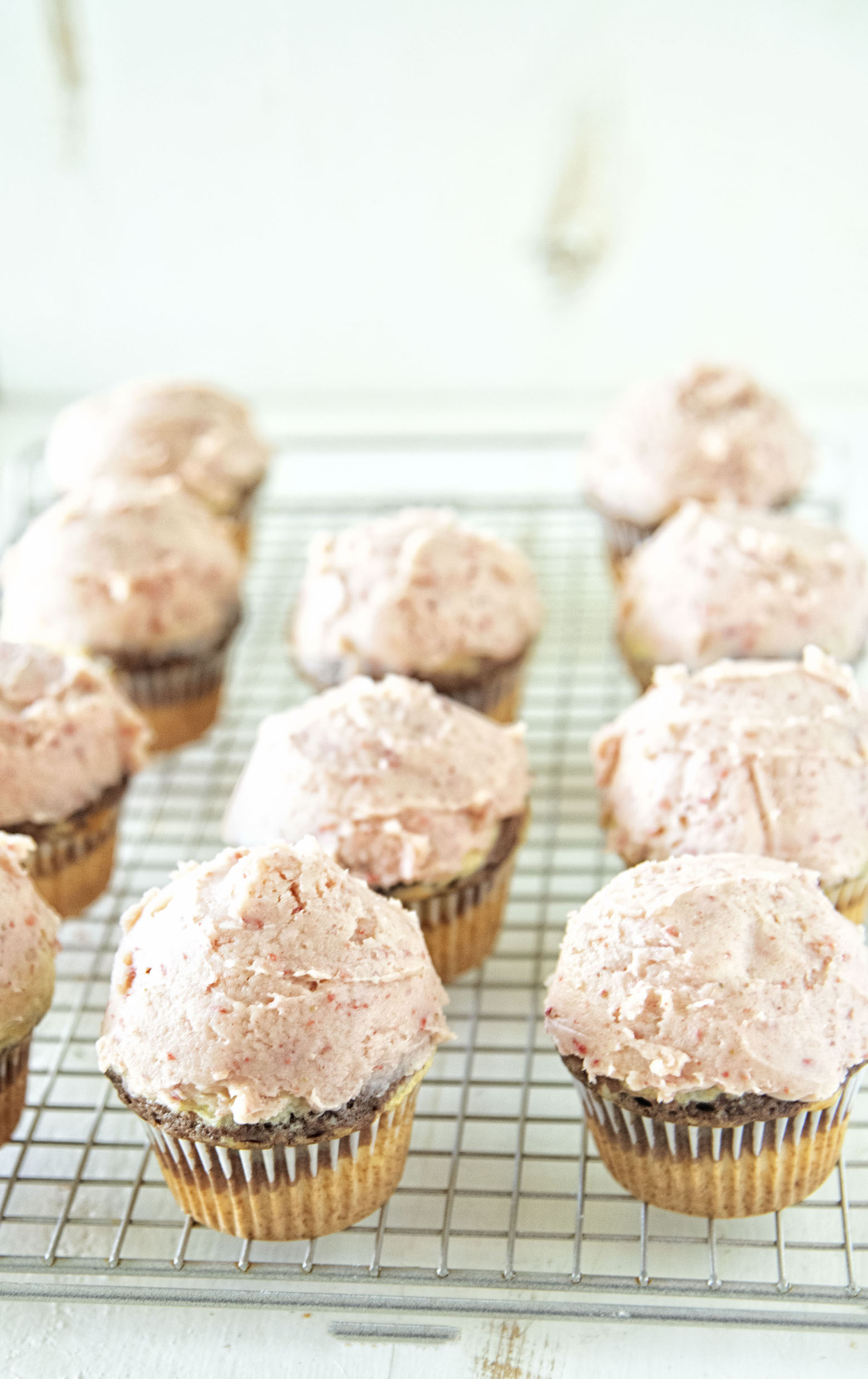 Strawberry Buttercream Neapolitan Cupcakes