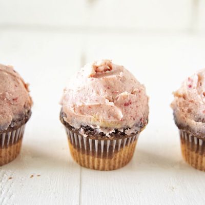 Strawberry Buttercream Neapolitan Cupcakes
