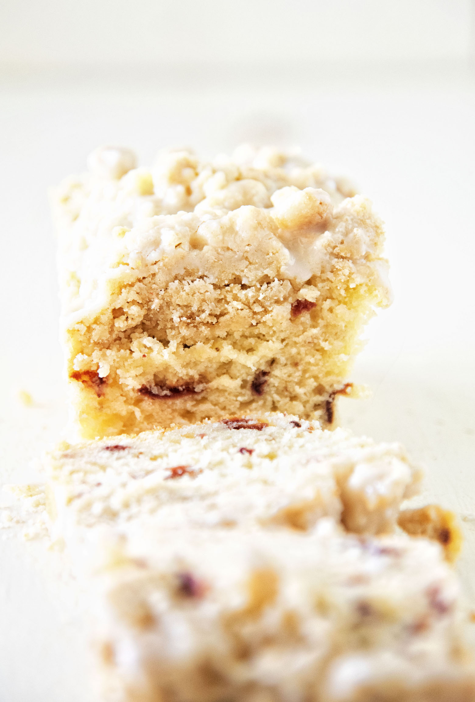 side view of Strawberry Lemonade Crumb Cake