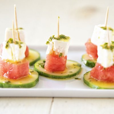 Cucumber Watermelon Feta Mint Bites
