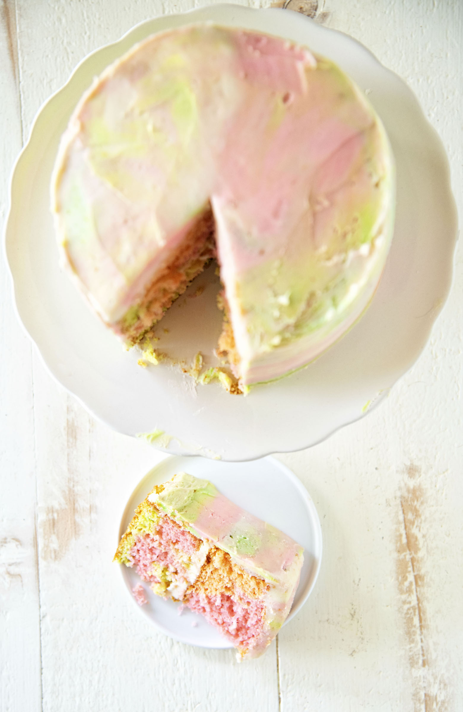 Rainbow Sherbet Layer Cake