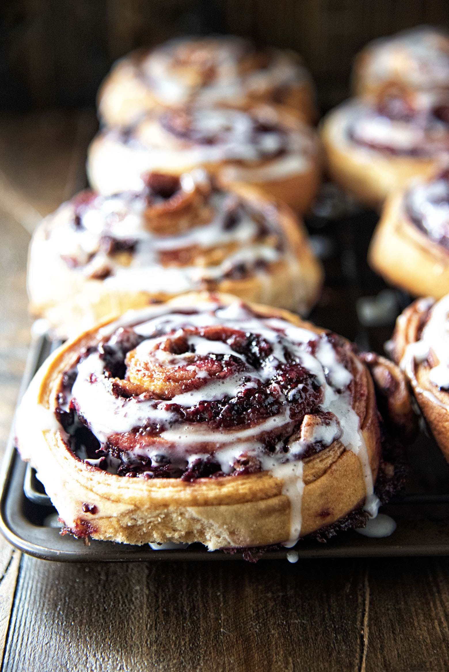 Blackberry Laminated Brioche Brown Butter Crumb Rolls 