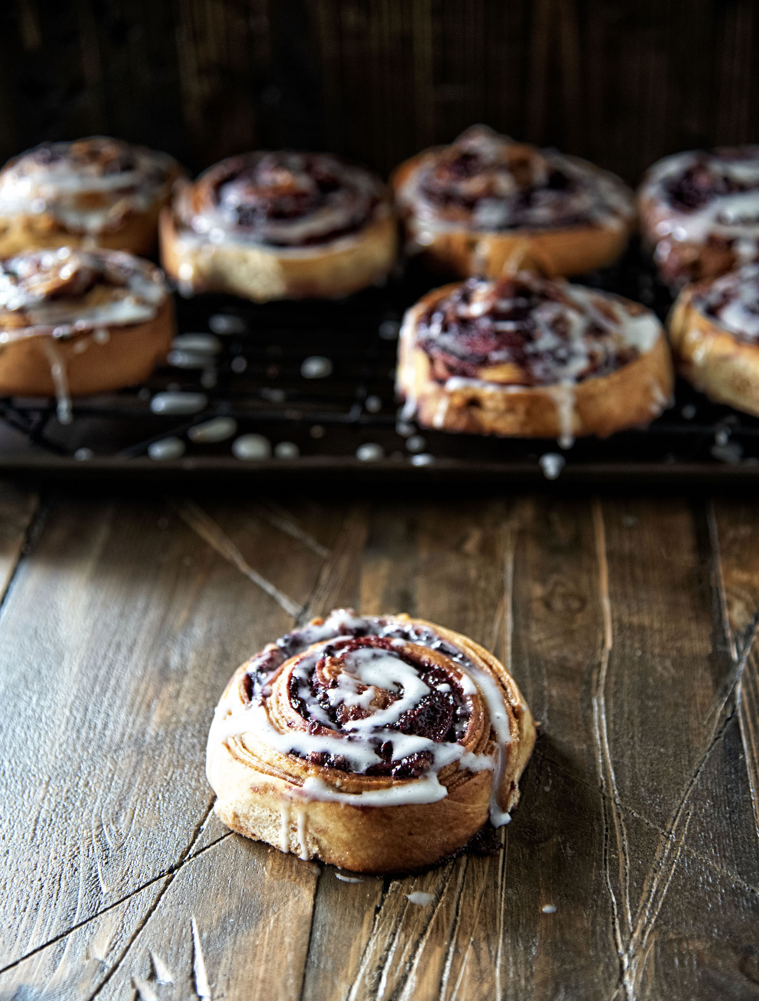 Blackberry Laminated Brioche Brown Butter Crumb Rolls 