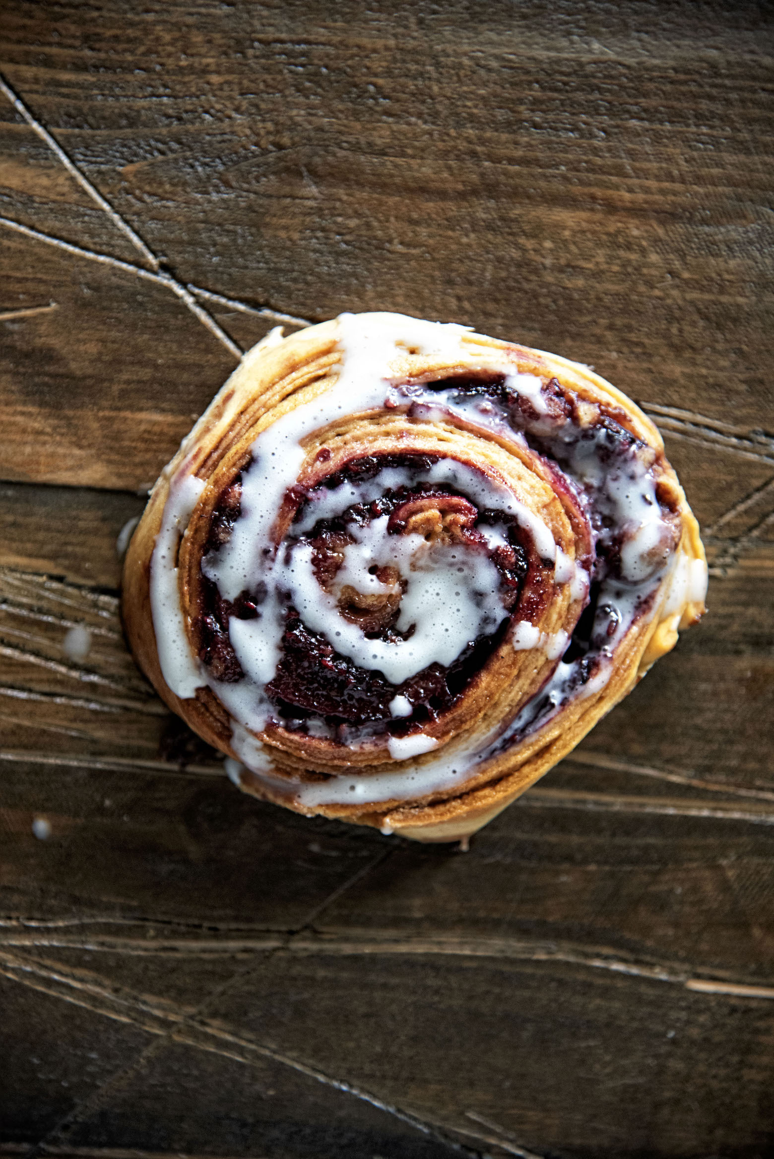 Blackberry Laminated Brioche Brown Butter Crumb Rolls