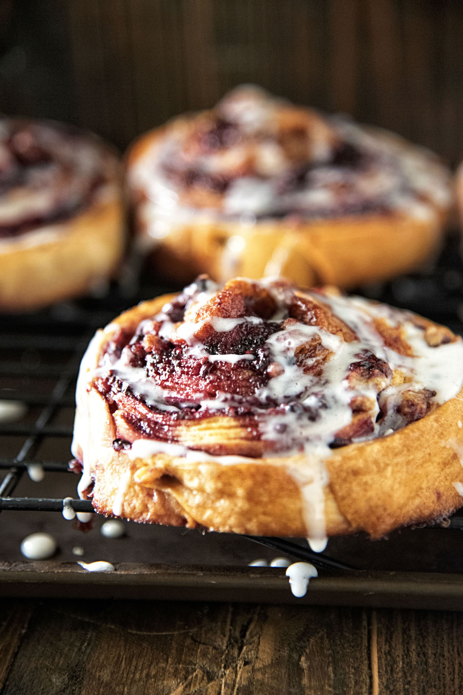 Blackberry Laminated Brioche Brown Butter Crumb Rolls