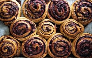 Blackberry Laminated Brioche Brown Butter Crumb Rolls