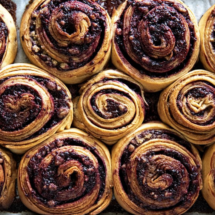 Blackberry Laminated Brioche Brown Butter Crumb Rolls