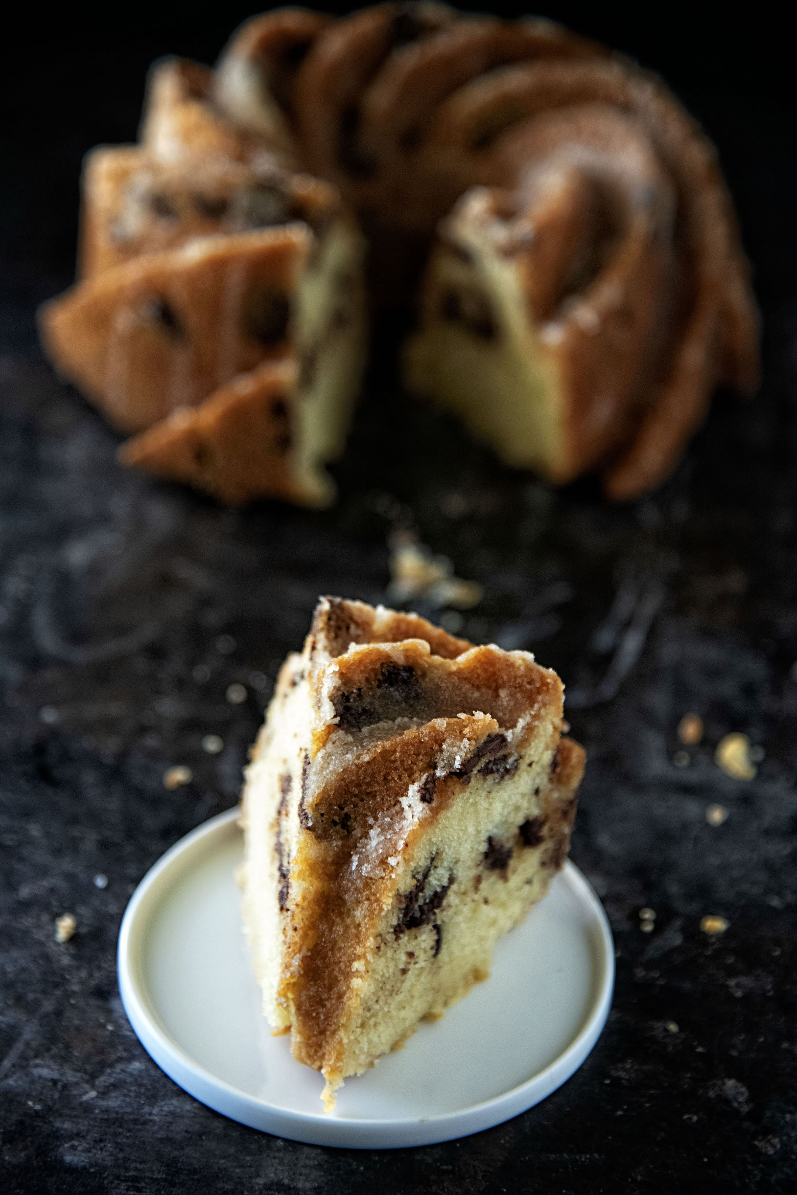 Bourbon Brown Butter Chocolate Chip Cake