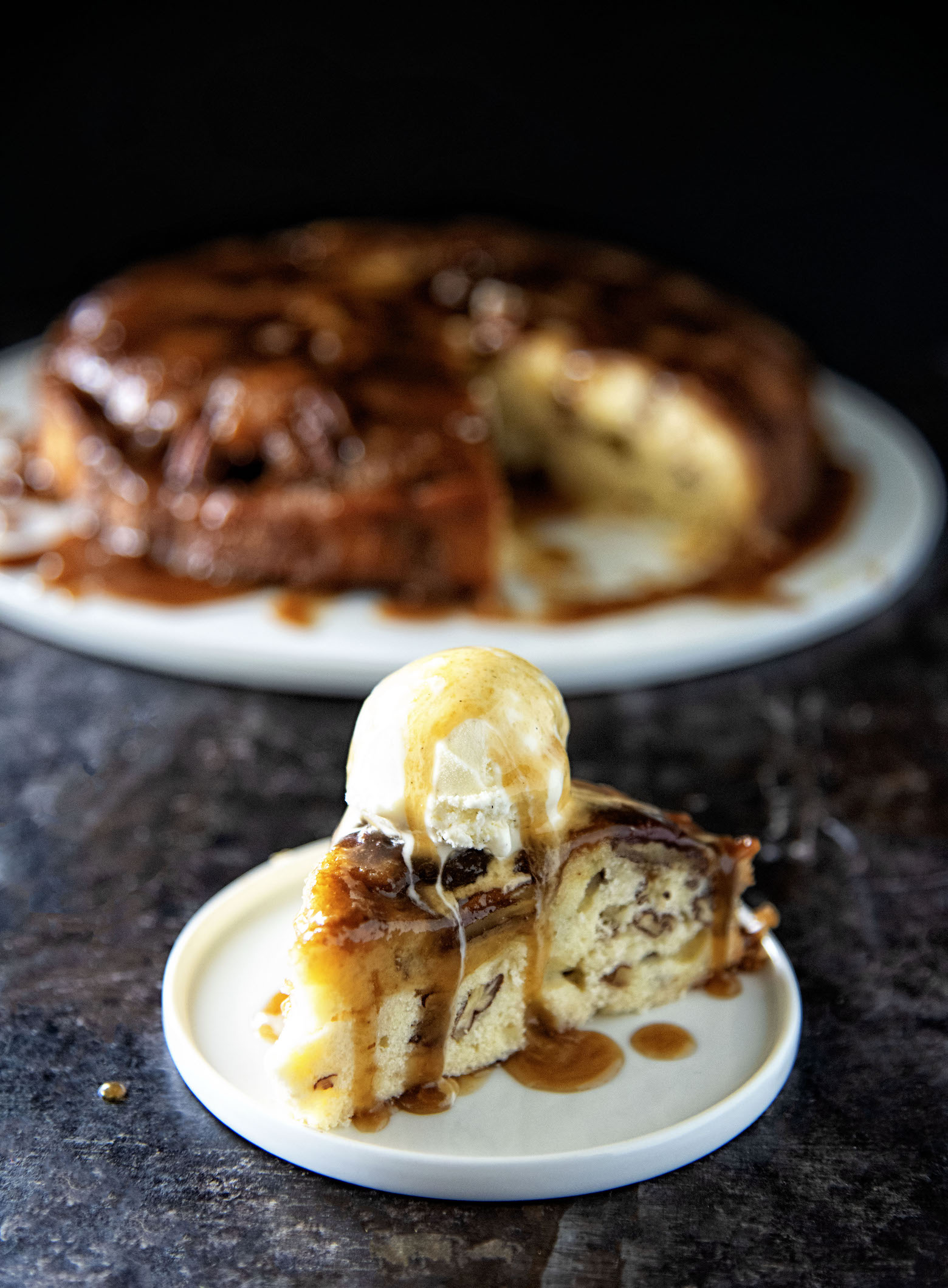 Whiskey Pecan Upside Down Cake 