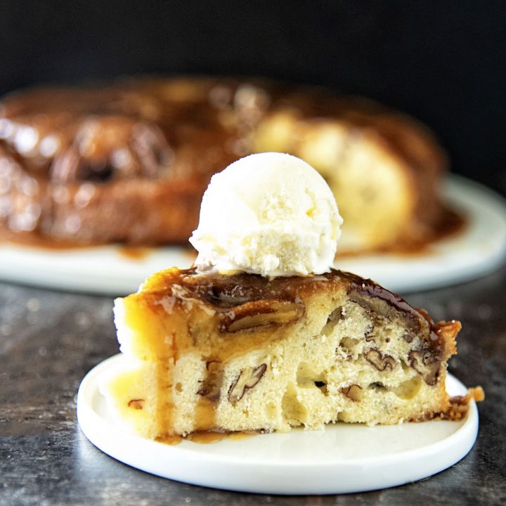 Whiskey Pecan Upside Down Cake