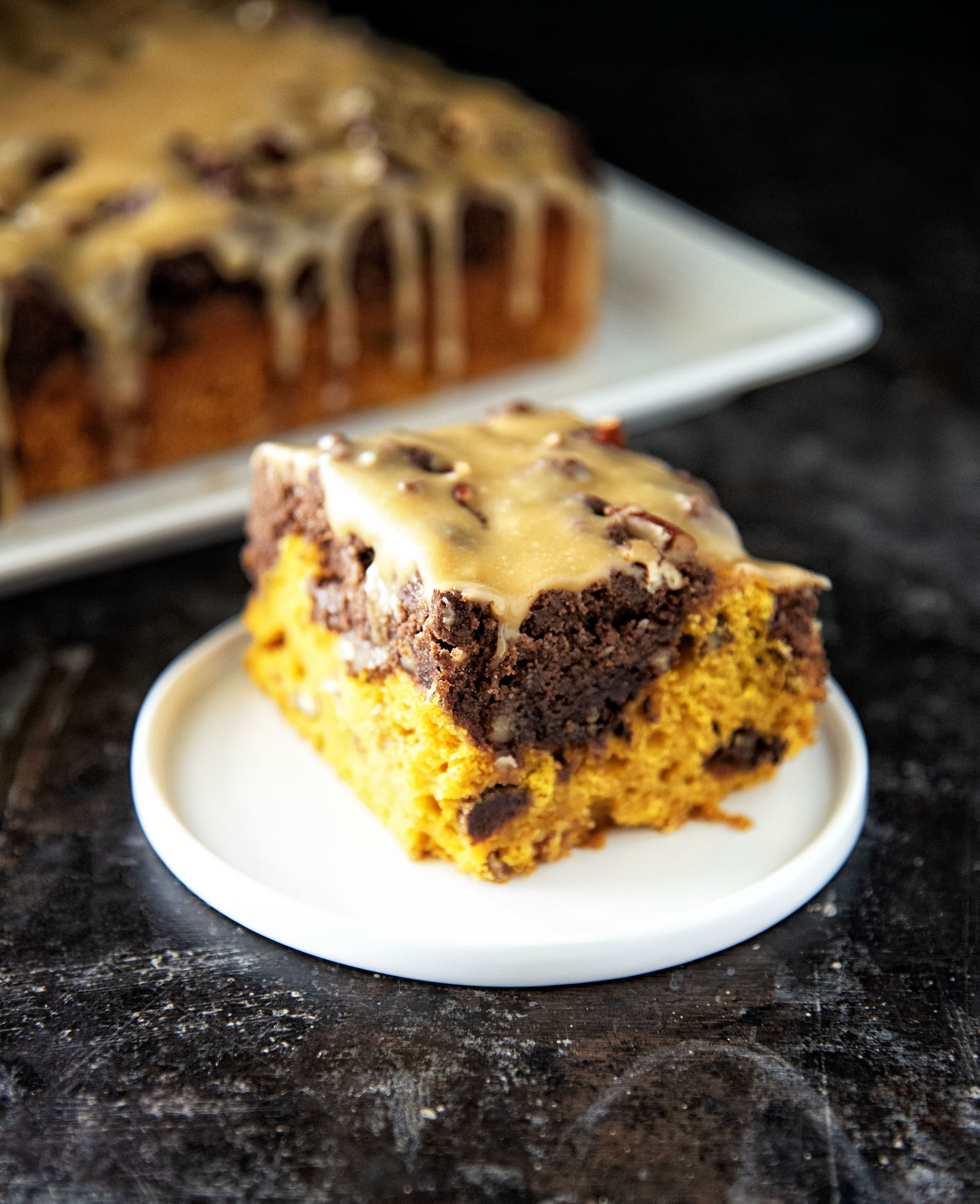 Caramel Turtle Pumpkin Crumb Cake 