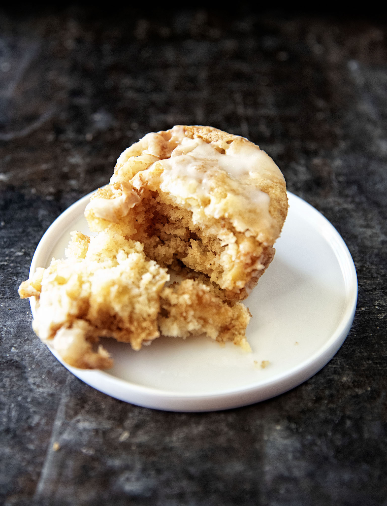 Muffin on a plate cut open