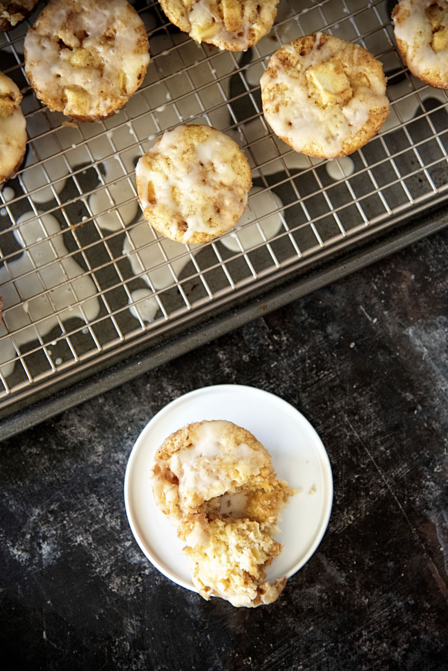 Cider Glazed Apple Fritter Muffins